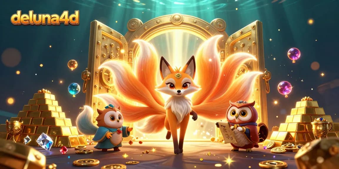 Play and win with deluna4d in a vibrant, magical casino atmosphere filled with treasures.