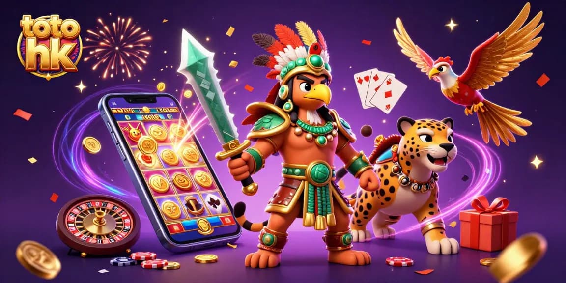 Menang besar dengan toto hk! Alami kegembiraan permainan judi dengan karakter pejuang dan elemen kasino.