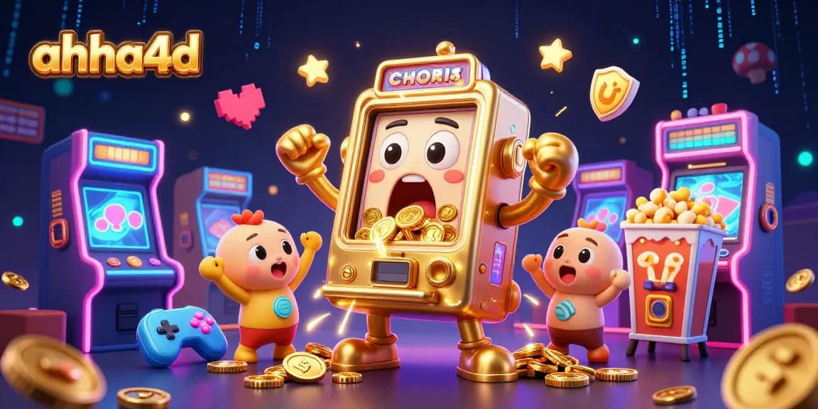 Spin to win at ahha4d, showcasing golden slot machines celebrating jackpots and dynamic gaming elements.