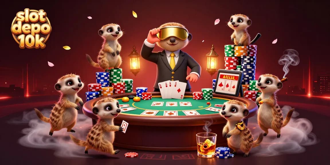 Permainan slot depo 10k yang seru dengan koloni meerkat menjalankan kasino mewah.