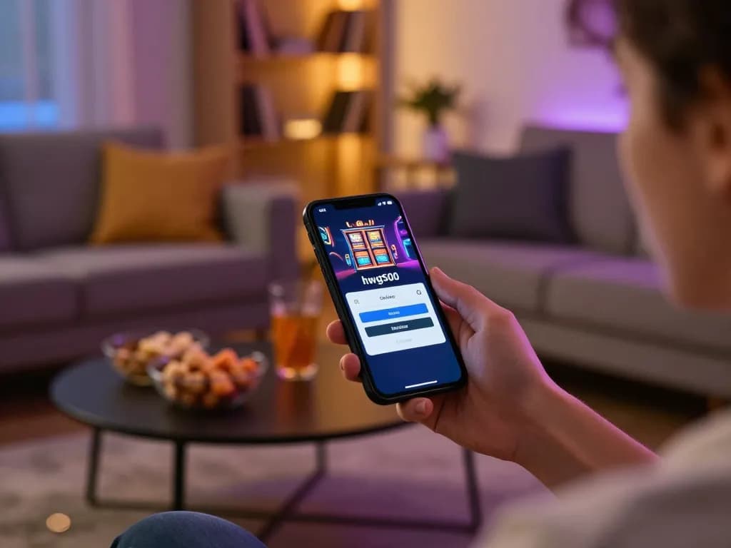 Pengaturan menarik untuk login hwg500 di ponsel selama sesi permainan slot online, suasana nyaman dengan makanan ringan