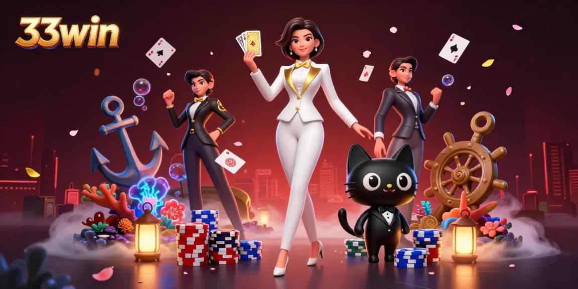 Play and win at 33win with stylish characters in a dynamic casino atmosphere.