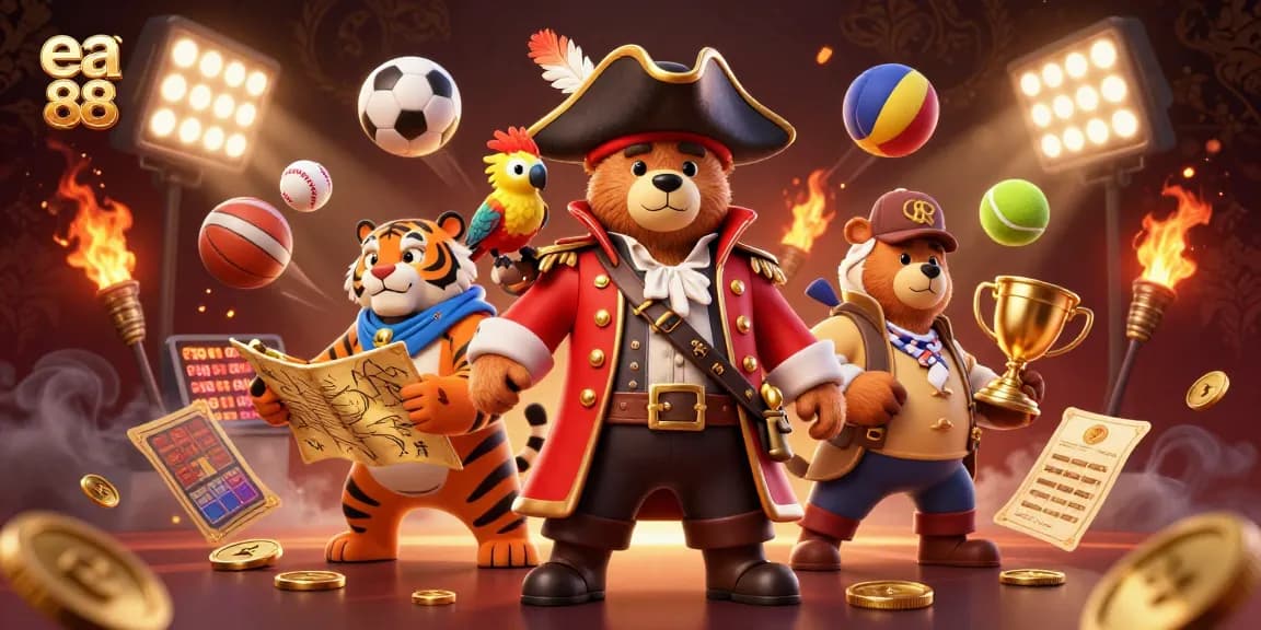 Join the adventure in ea 88 as the pirate bear and tiger explore thrilling sports betting treasures.