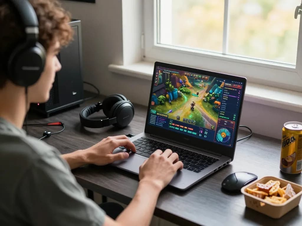 Engaging with ISTANA404 online game from a stylish home setup, showing vibrant graphics and immersive experience.
