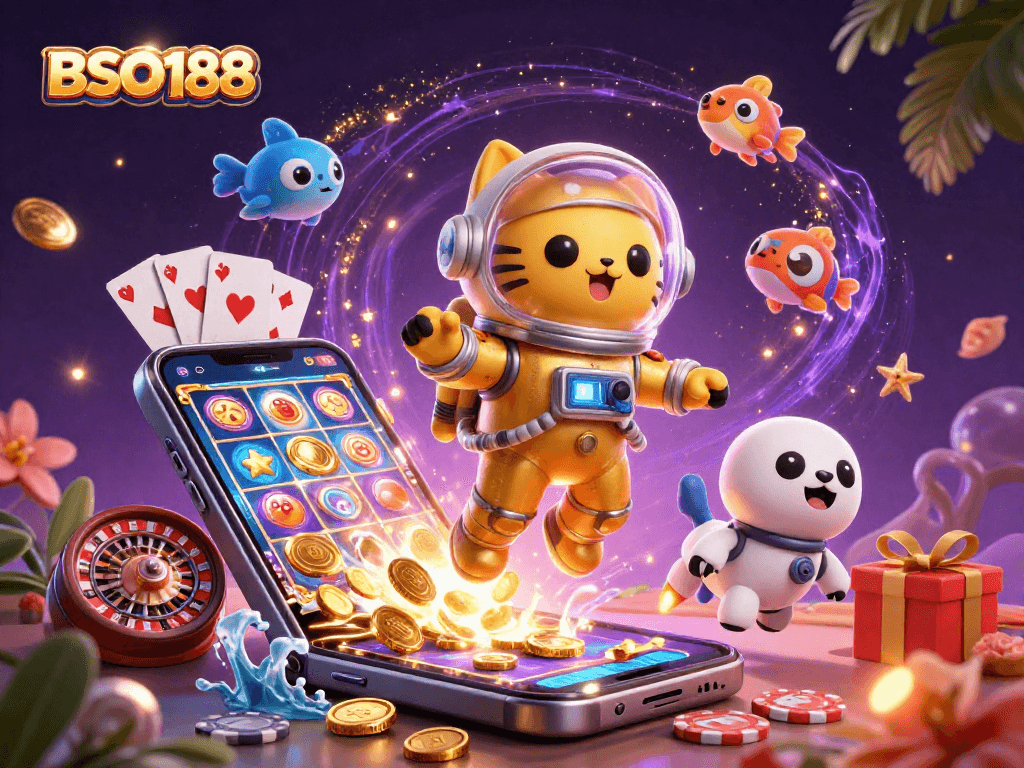 Enjoy thrilling space adventures with BSO188's exciting slot games amidst a cosmic backdrop.