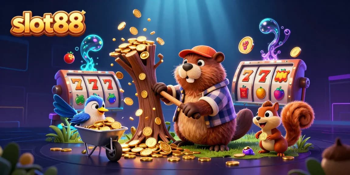 Menangkan jackpot di slot88 dengan beaver pemotong pohon mengumpulkan koin emas di luar sana!