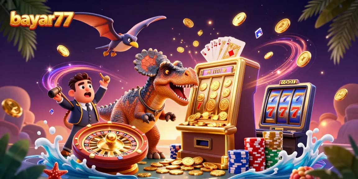 bayar77 menarik keuntungan besar dengan jackpot dari mesin slot oleh karakter dinosaurus