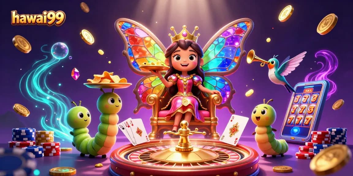 Engage in winning strategies with hawai99 at our vibrant digital casino experience featuring illuminated gems and animated coins.