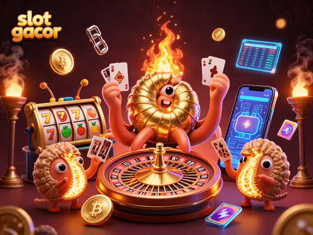 Jelajahi sensasi slot gacor dengan nautilus kartun berkilauan dan simbol keberuntungan.