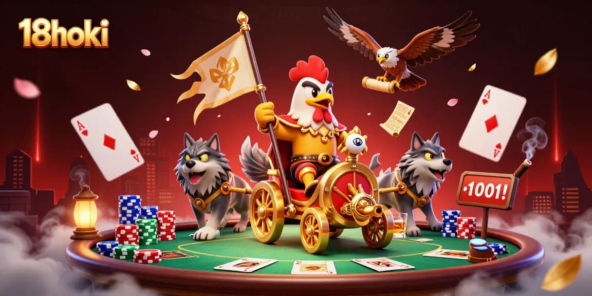 Engage in victorious gameplay at 18hoki with a dynamic poker scene featuring thrilling characters.