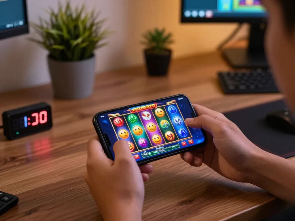 Engaging with the ZEUS222 app on a smartphone, showcasing exciting online gambling.