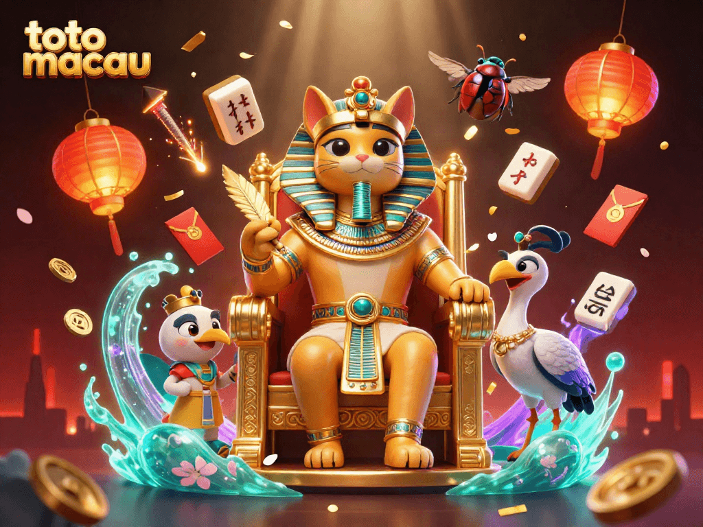 Menangkan toto macau dengan ilustrasi menarik tentang permainan kasino dan simbol keberuntungan.