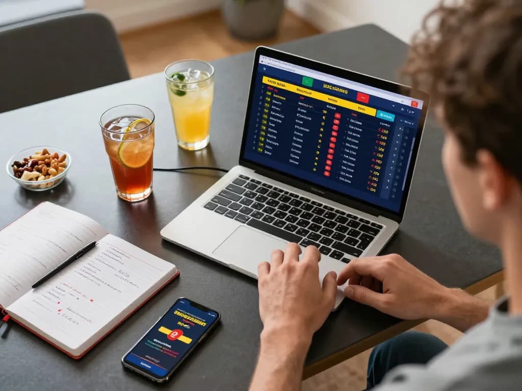 King88 user engaging in sports betting online with live odds displayed on their laptop.
