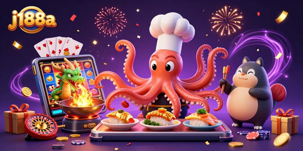 Experience thrilling slot action at j188a with playful characters and dynamic casino elements.