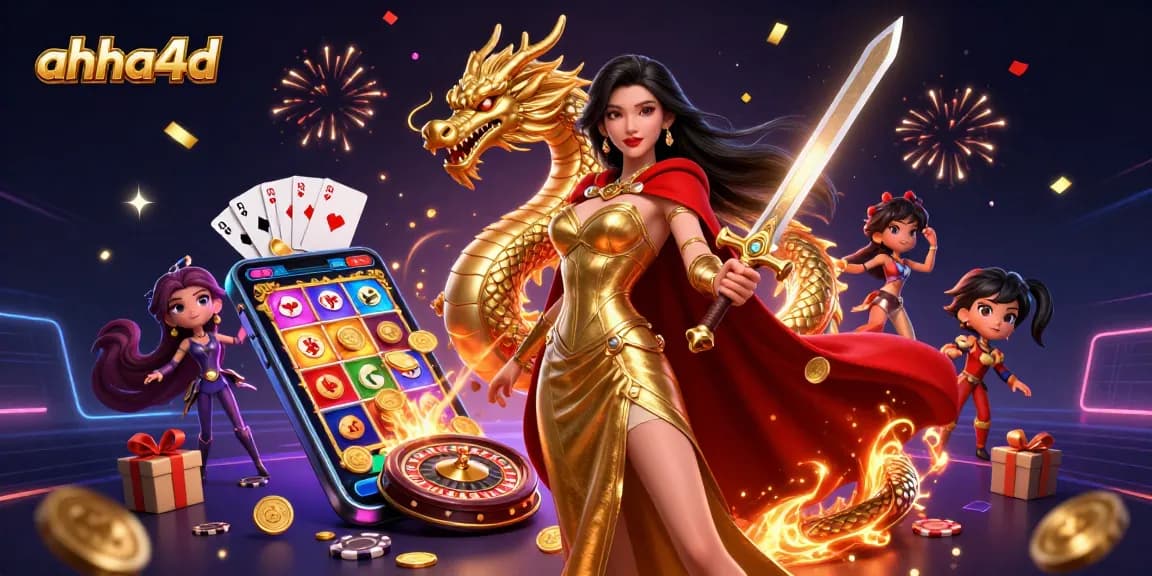 Engage with ahha4d's vibrant online casino experience, showcasing thrilling gameplay and majestic character designs.