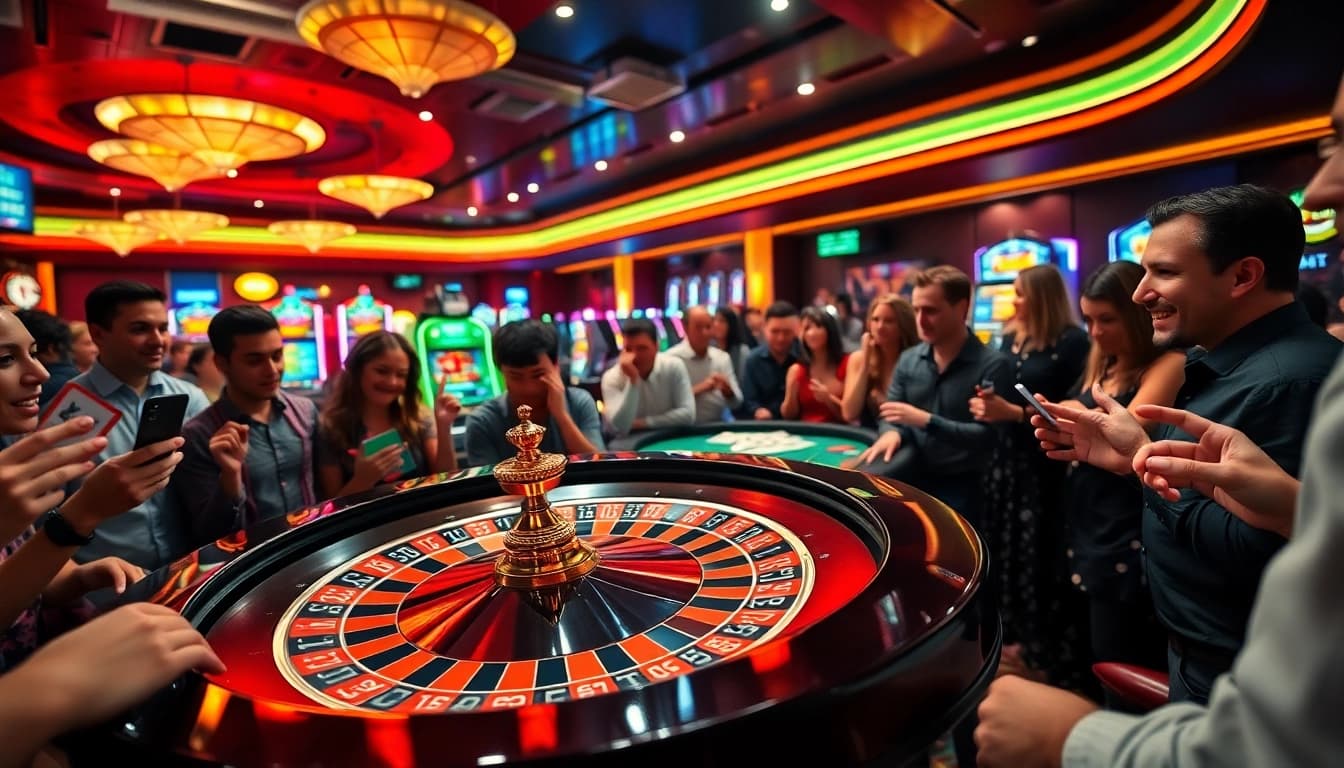 Permainan di dingdongtogel.net dengan meja roulette yang ramai dan penuh semangat.
