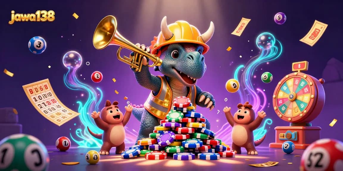 jawa138 merayakan kemenangan dengan dinosaur 3D dan bola lotere warna-warni di festival perjudian