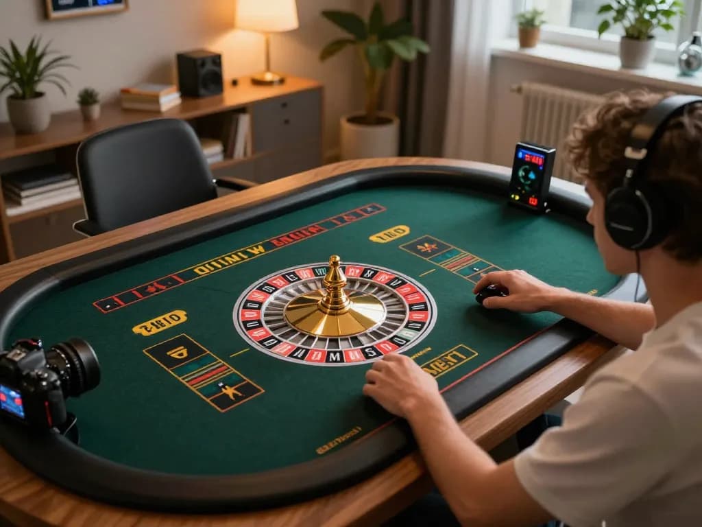 Engaging online gaming experience with GG88 on screen, showcasing roulette gameplay in a cozy home setup.