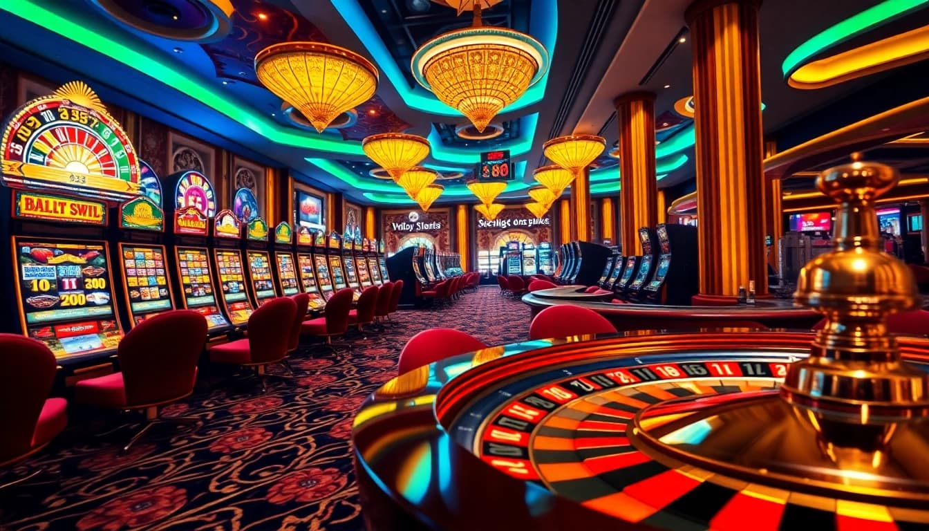 Experience the thrilling world of berlian 888 with luxurious casino elements and vibrant slot machines.
