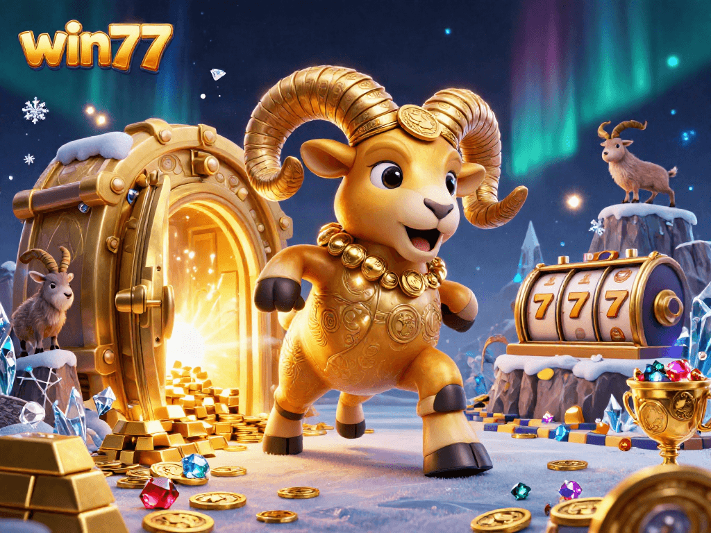 Menangkan slot di win77 dengan ilustrasi kasino yang kaya akan detail dan elemen permainan.