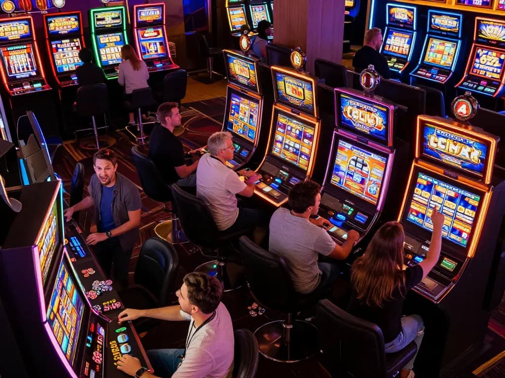 Players enjoying slot machines at Casino Thailand showcasing vibrant gameplay and excitement.