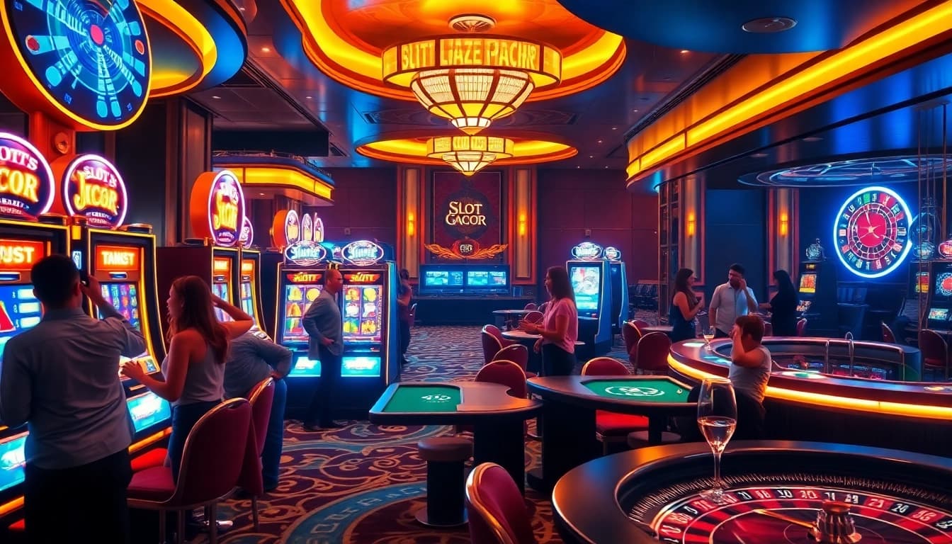 Players enjoying the thrilling Slot Gacor experience at a vibrant casino.