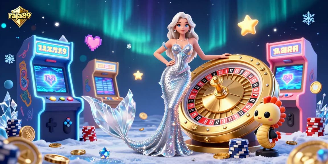 Engage with the thrilling raja89 gaming experience featuring a glamorous woman and a golden roulette wheel.