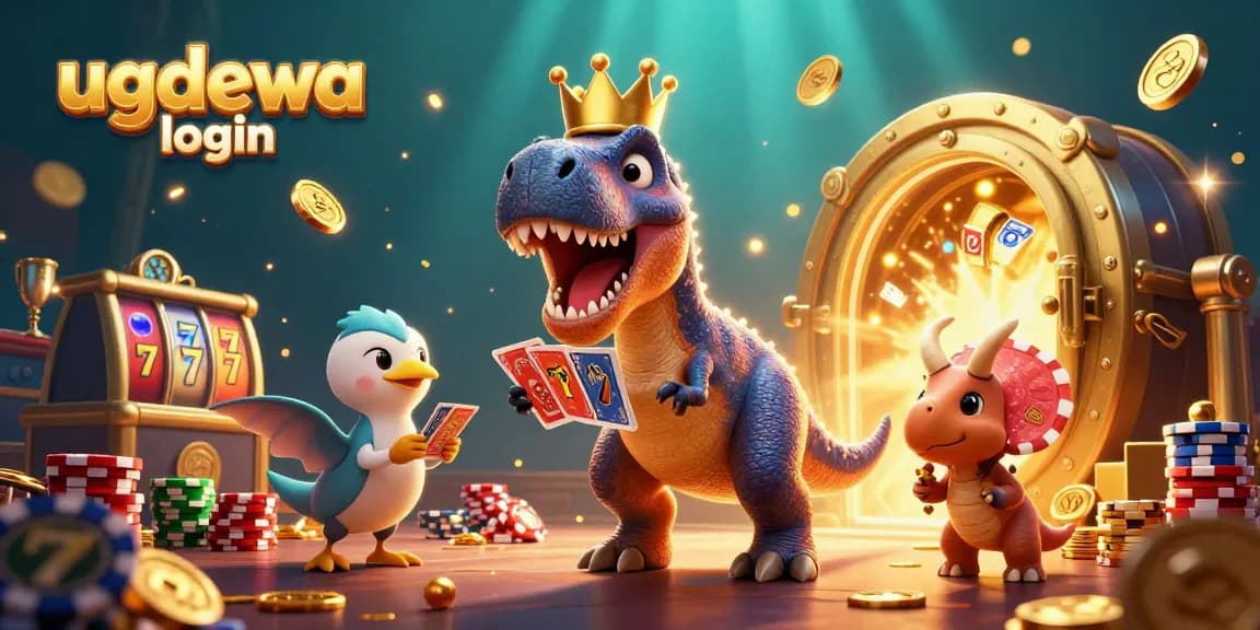 Imagine the fun with ugdewa login as a T-Rex shuffles cards and bets with friends!