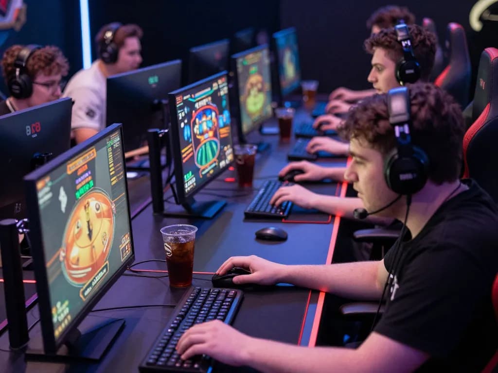 Experience the thrill of IDNSCORE LOGIN during an exciting online gaming tournament, showcasing gamers competing.