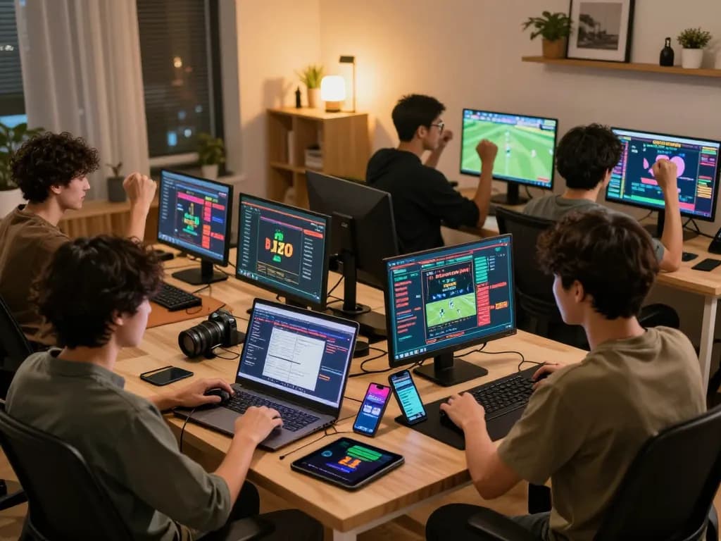 Engaged players analyzing keluaran sgp in a vibrant online gaming setup.
