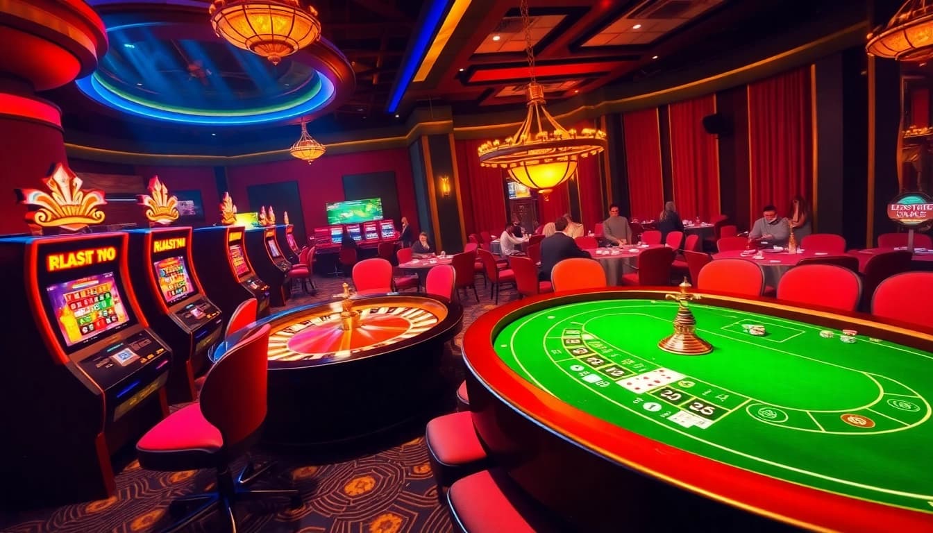 Exciting gambling scene featuring Trang chủ 78Win online interface with vibrant games and poker tables.