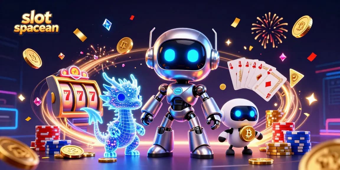 Spin to win on the slot spaceman game featuring a cyberpunk mascot and vibrant casino elements.