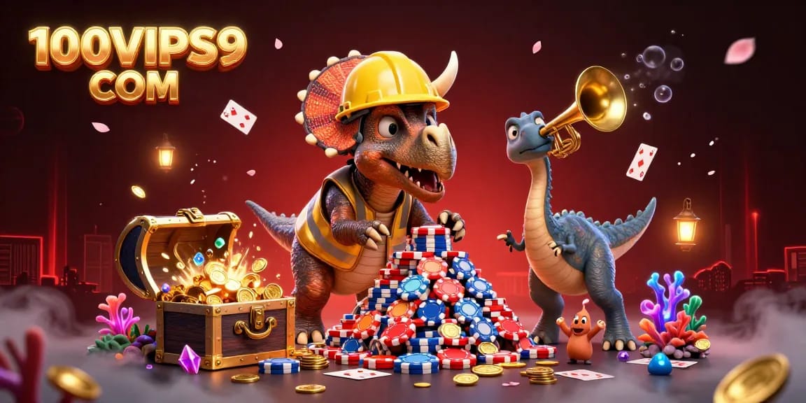 Engage in thrilling gameplay at 100VIPS9 COM with a vibrant scene of casino excitement.