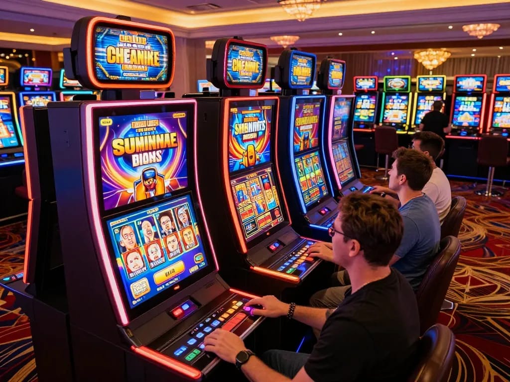 LIGALGO LOGIN excitement at the slot machine area reveals players enjoying vibrant casino experiences.