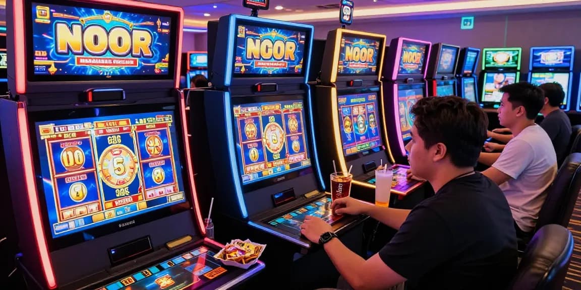 Excited players enjoying slot gacor games in a modern online casino setting