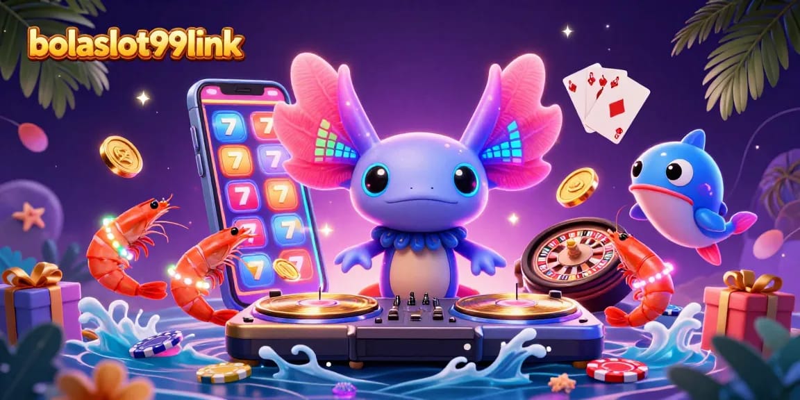 Engage with bolaslot99link through a vibrant 3D gaming scene featuring lively characters and exciting slot action.