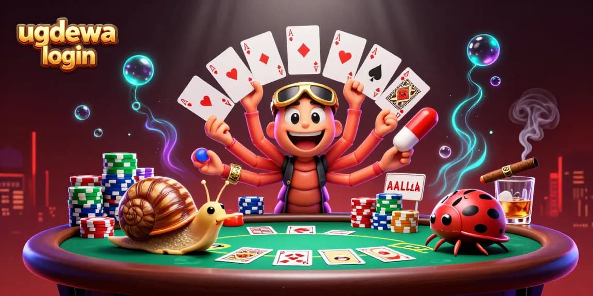 Engage with exciting poker action at ugdewa login, showcasing a vibrant 3D casino scene.