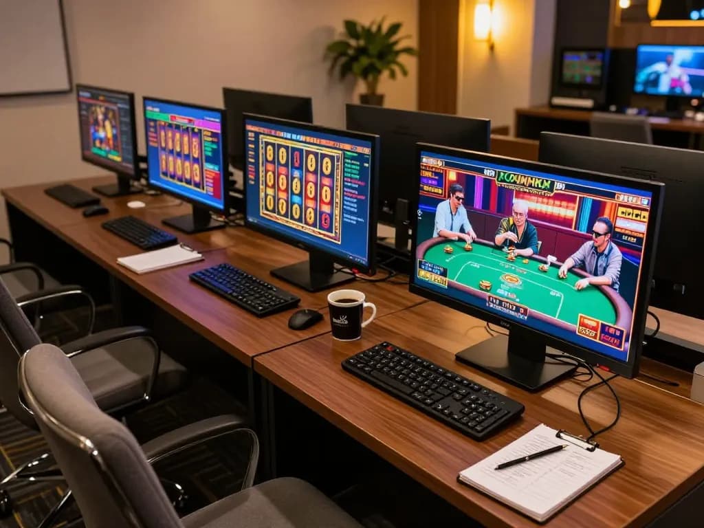 Berkeliling dalam permainan slot online di OKESLOT dengan beberapa layar dan suasana yang nyaman.
