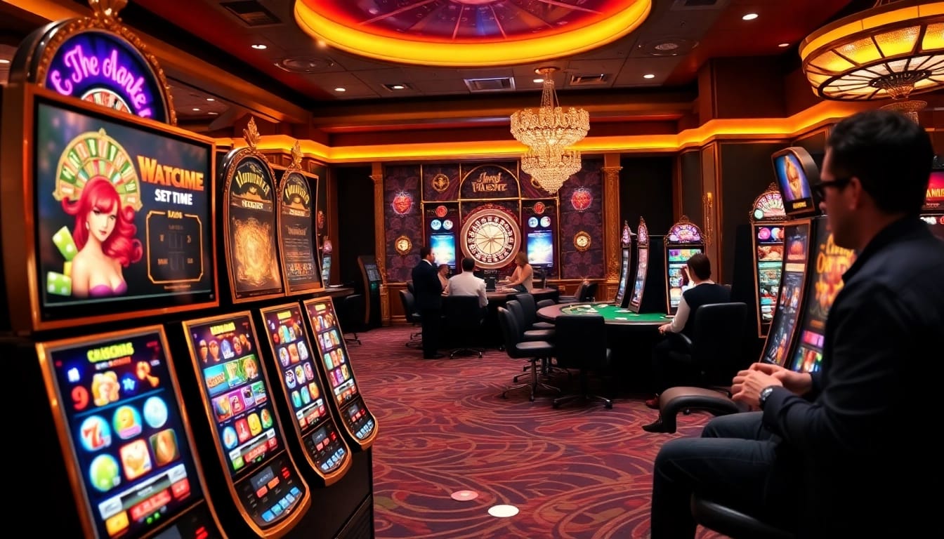 Engage with slot online games featuring vibrant visuals and exciting gaming action in a luxurious casino setting.