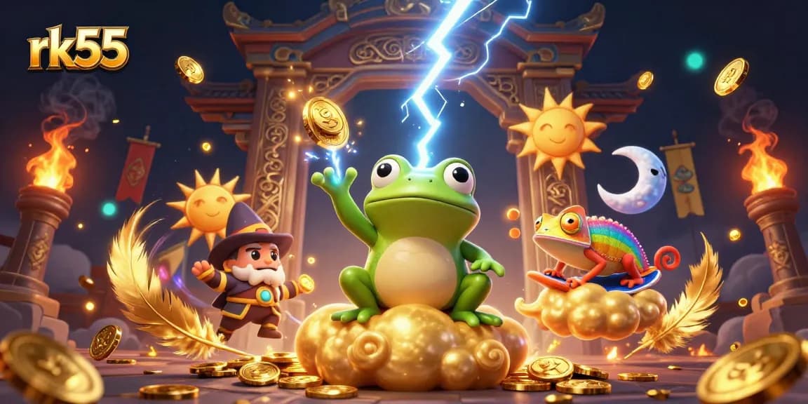 Win big with rk55's thrilling 3D casino scene featuring vibrant characters and dynamic elements.