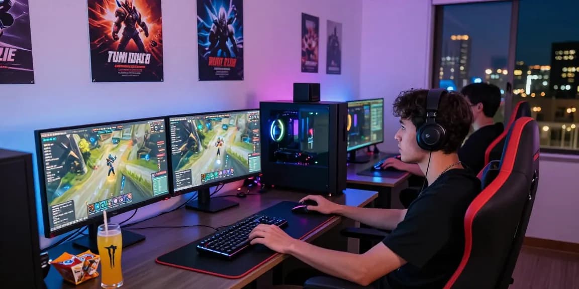 BOS88 Login di ruang gaming modern dengan perangkat canggih dan suasana energik