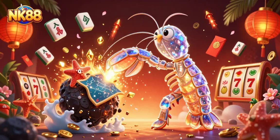 Join the excitement at NK88 with vibrant 3D casino characters and elements celebrating wins.