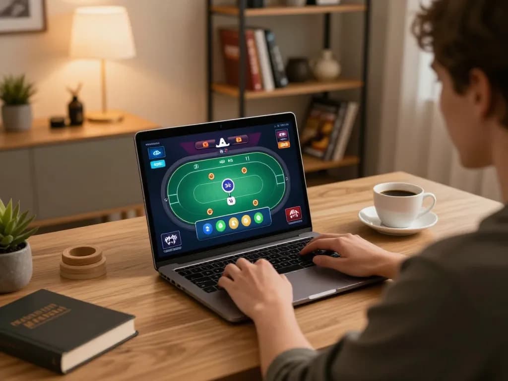 DASI4D link alternatif ditampilkan dalam lingkungan permainan rumah dengan laptop, suasana yang nyaman.