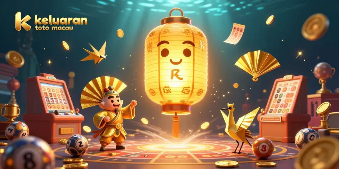 Keluaran toto macau dalam ilustrasi 3D menarik dengan elemen keberuntungan dan kemenangan bermain togel.