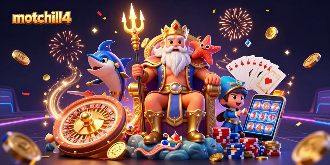 Experience thrill and excitement with motchill4 featuring Neptune in a vibrant casino scene.