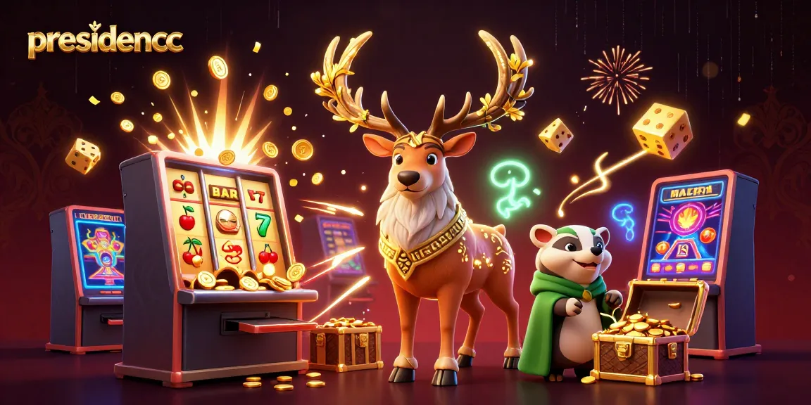 Experience thrilling gameplay with presidencc featuring cartoon characters and casino elements.