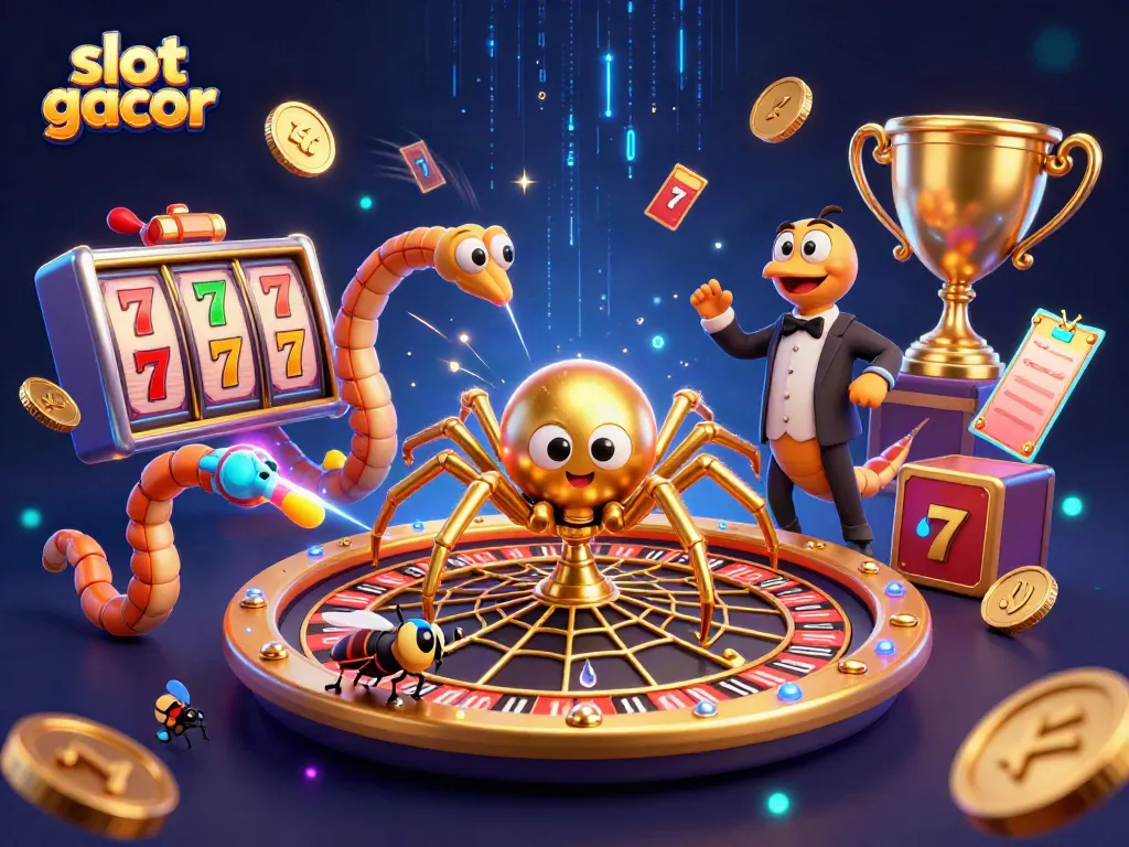 Menang jackpot slot gacor dengan berlian emas yang berputar, fly bertaruh dan uang koin berkilauan