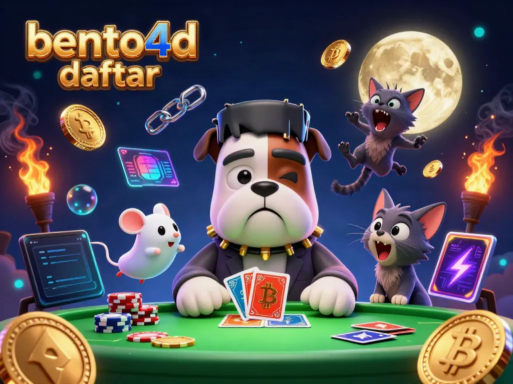 Experience the thrill of the bento4d daftar casino with a captivating 3D scene of animated characters and vibrant game elements.