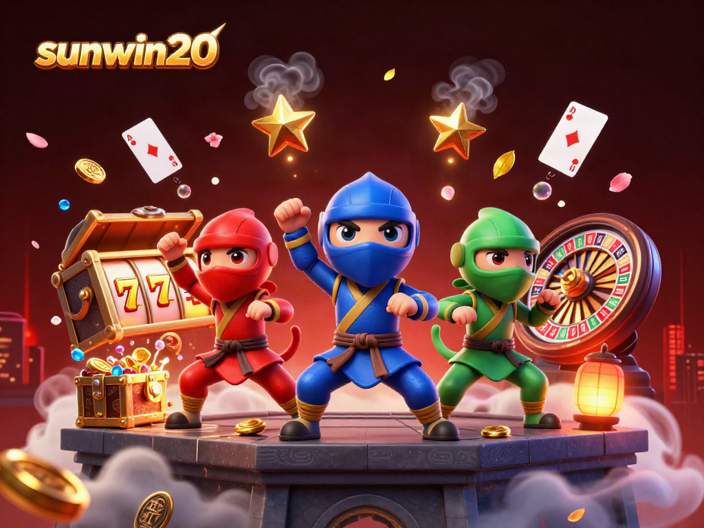 Experience the dynamic sunwin20 casino world with colorful ninja chameleons and casino elements.