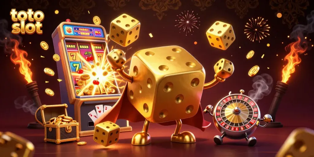 Genggam jackpot dengan simulasi toto slot yang penuh warna dan koin yang bersinar.